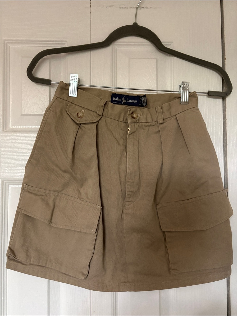 Vintage Ralph Lauren Blue Label Khaki Cargo Utility Mini Skirt